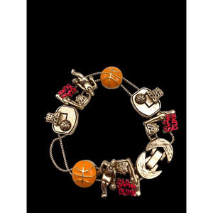 Basketball Charm Bracelet Silver Gold Tone Metal Fan Apparel Gift Jewelry